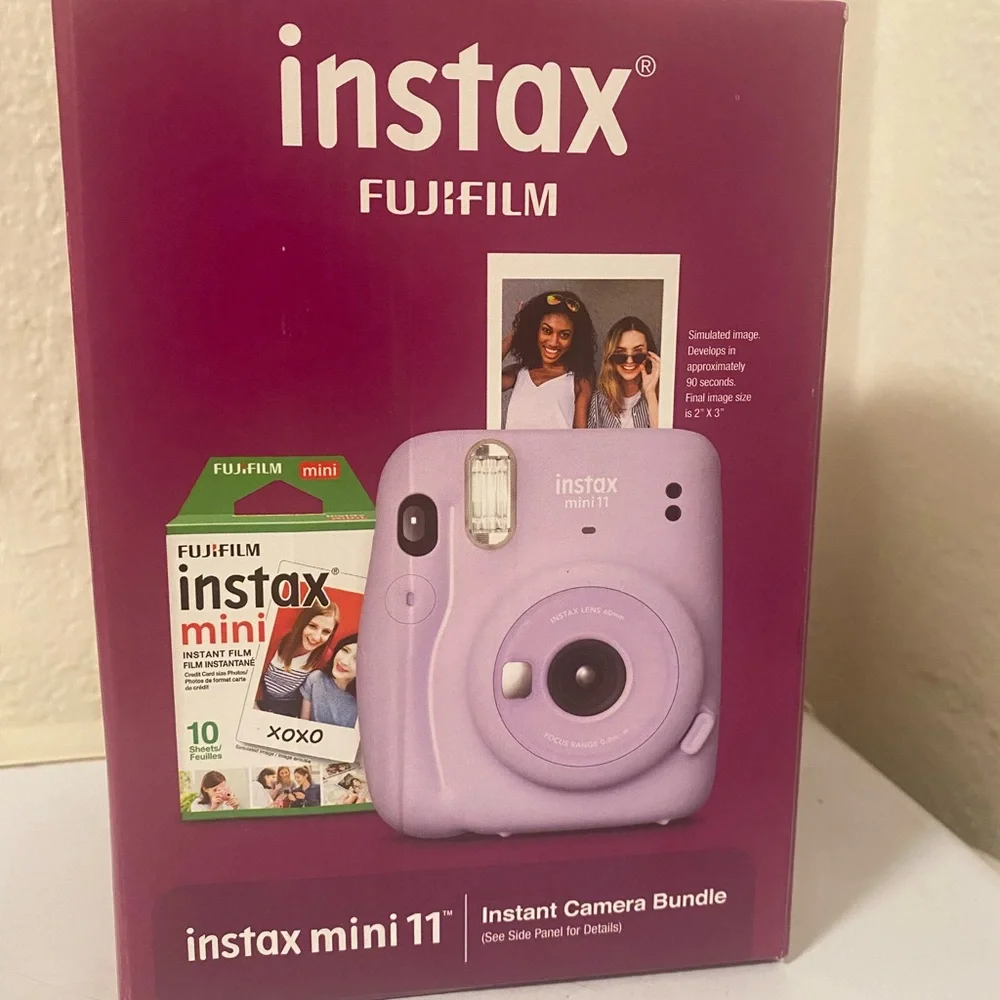 Fujifilm Instax Mini 11 camera bundle in purple